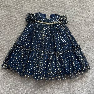 Girls navy and gold tulle dress